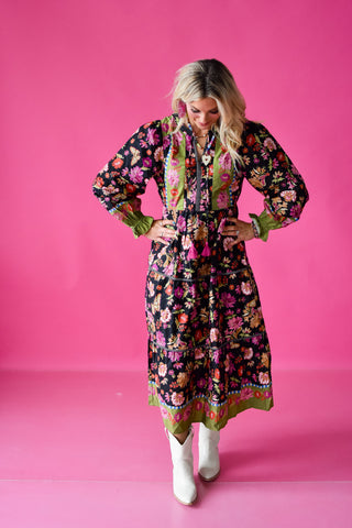 Lottie Floral Print Midi Dress
