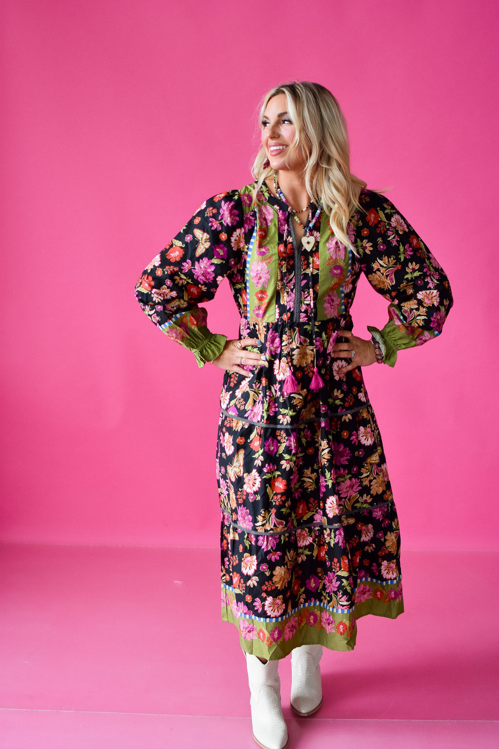 Lottie Floral Print Midi Dress Medium
