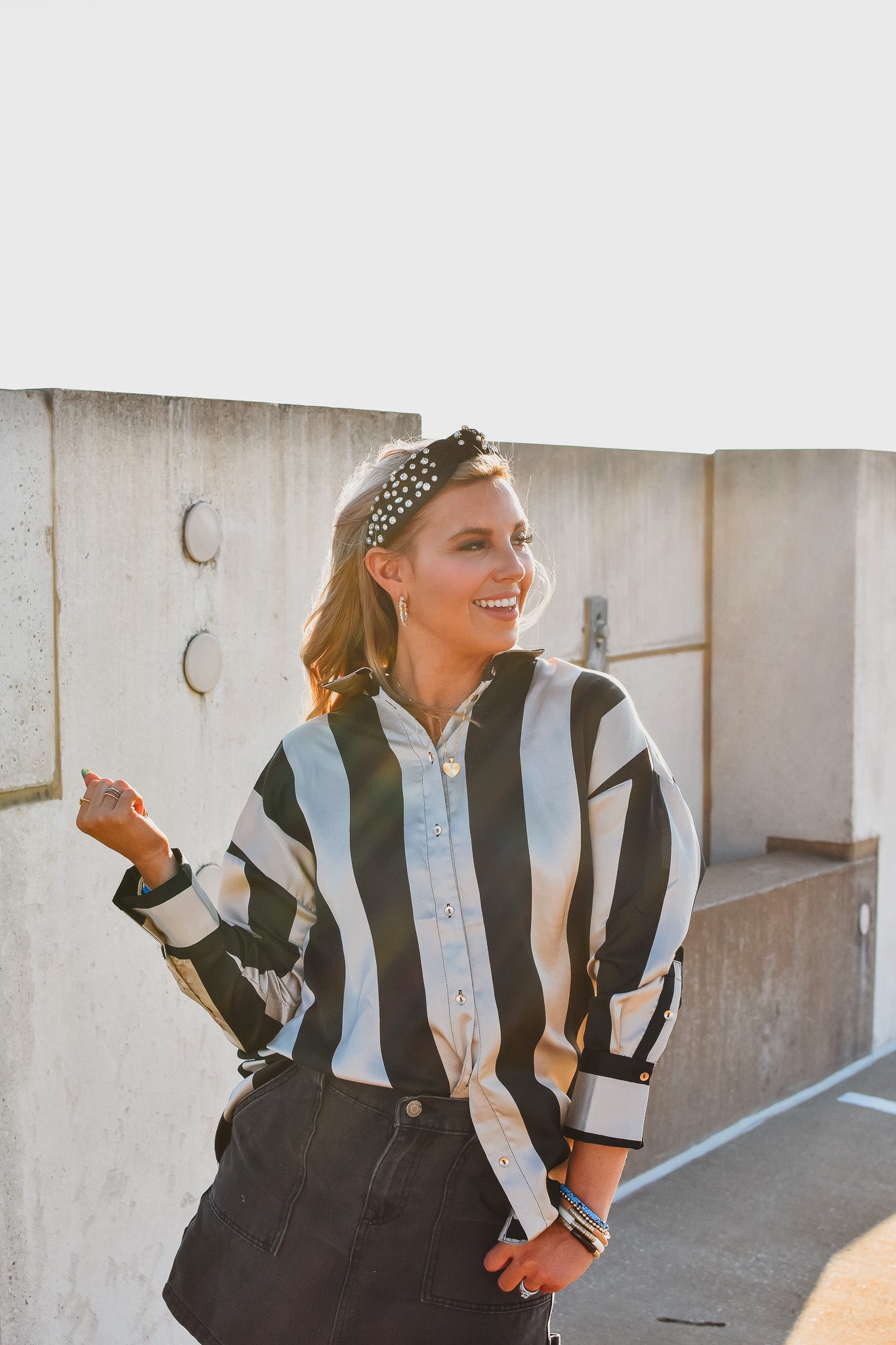 Fiona Silk Striped Button Down
