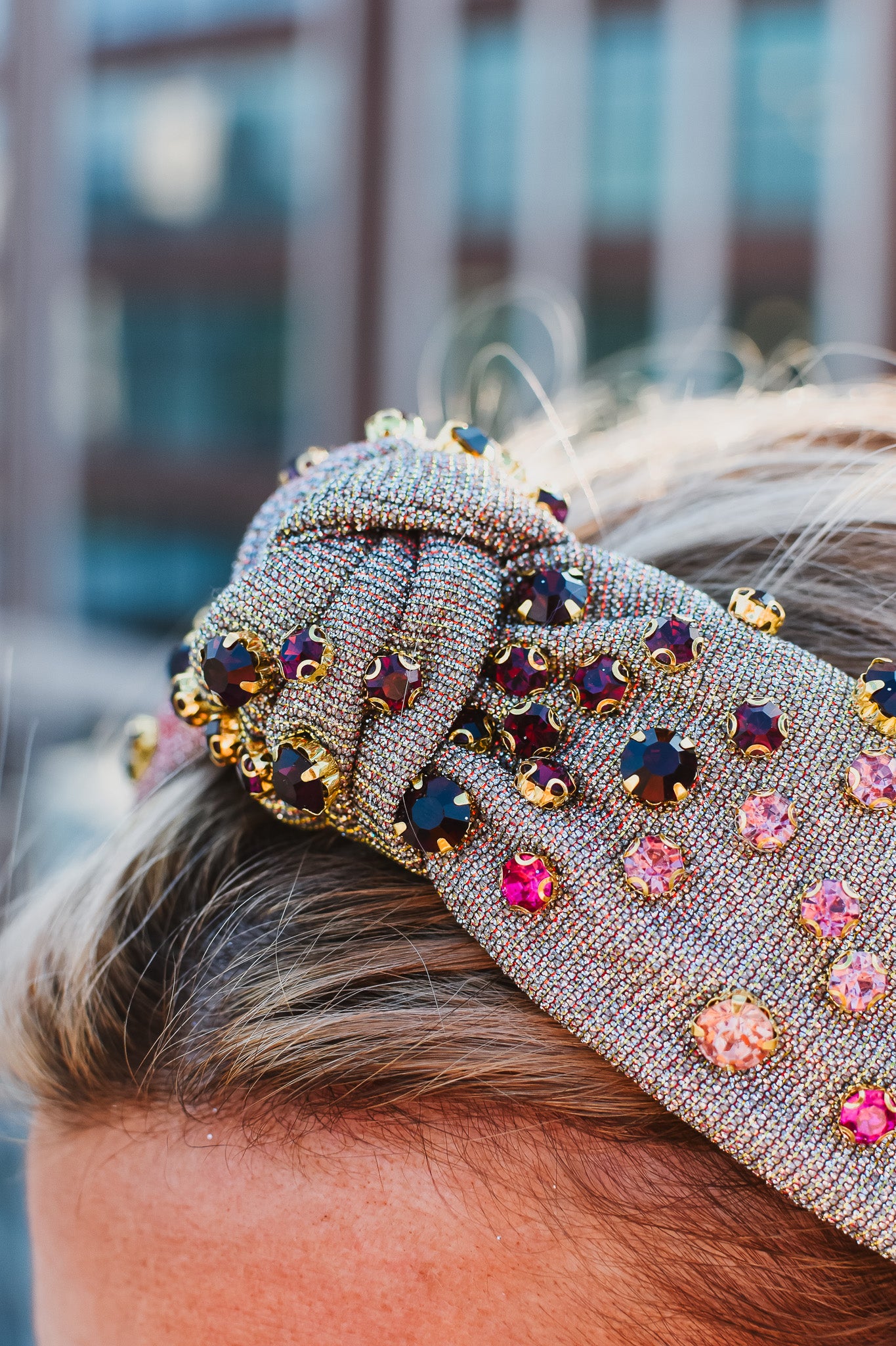 Grey Multi Colored Rhinestone Headband