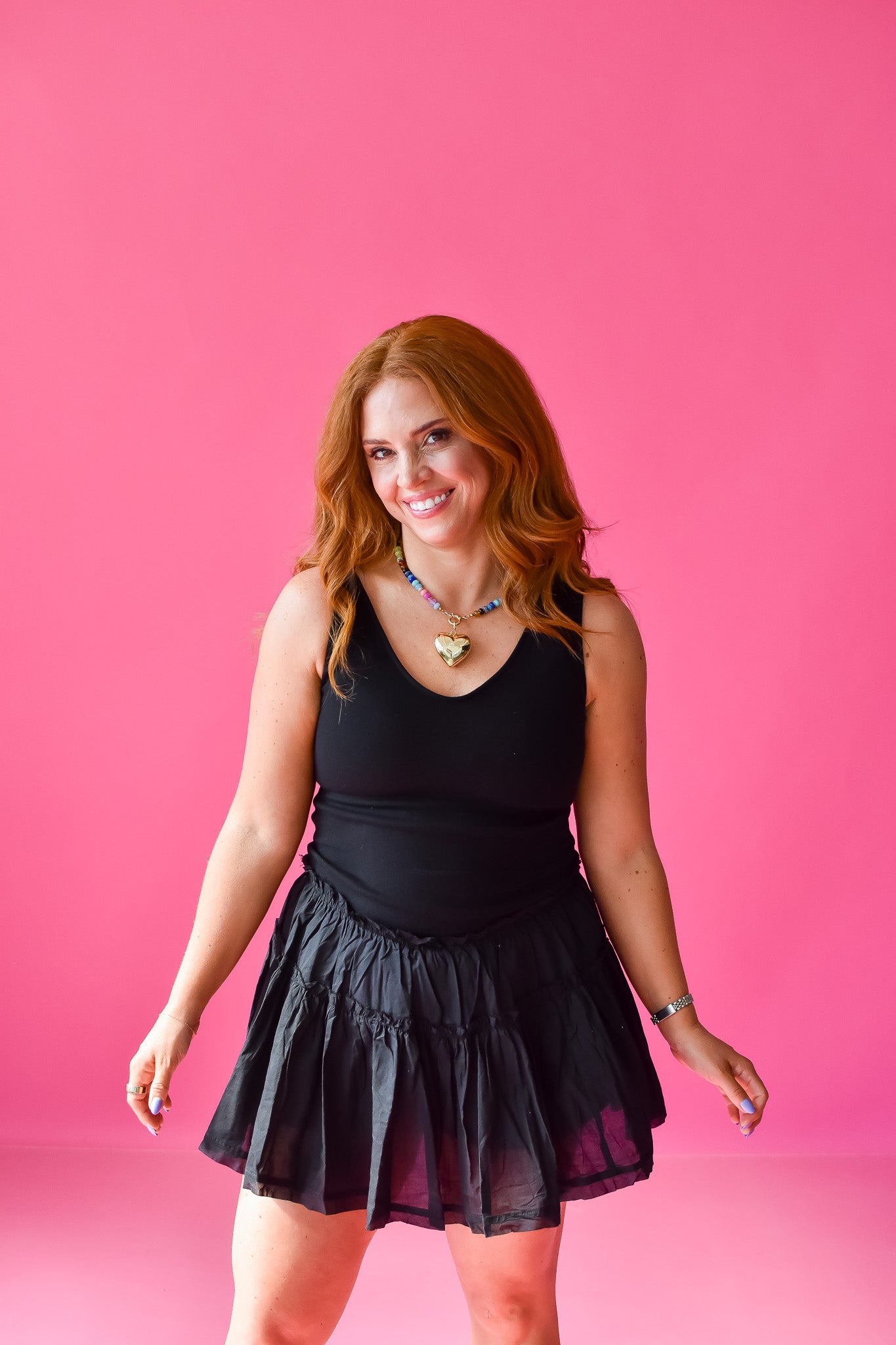 Maren Mixed Media Romper Dress - Black RESTOCK
