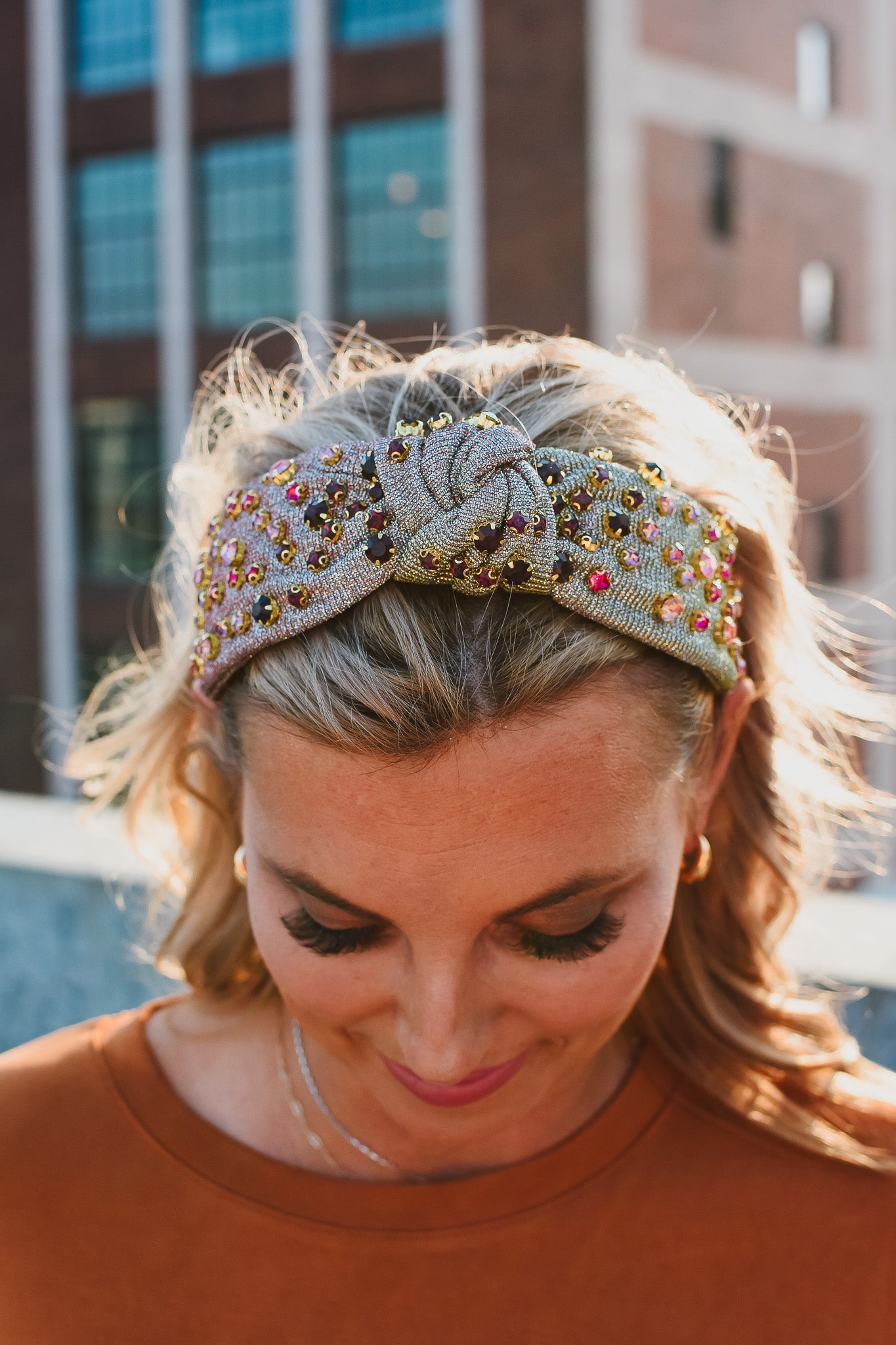 Grey Multi Colored Rhinestone Headband
