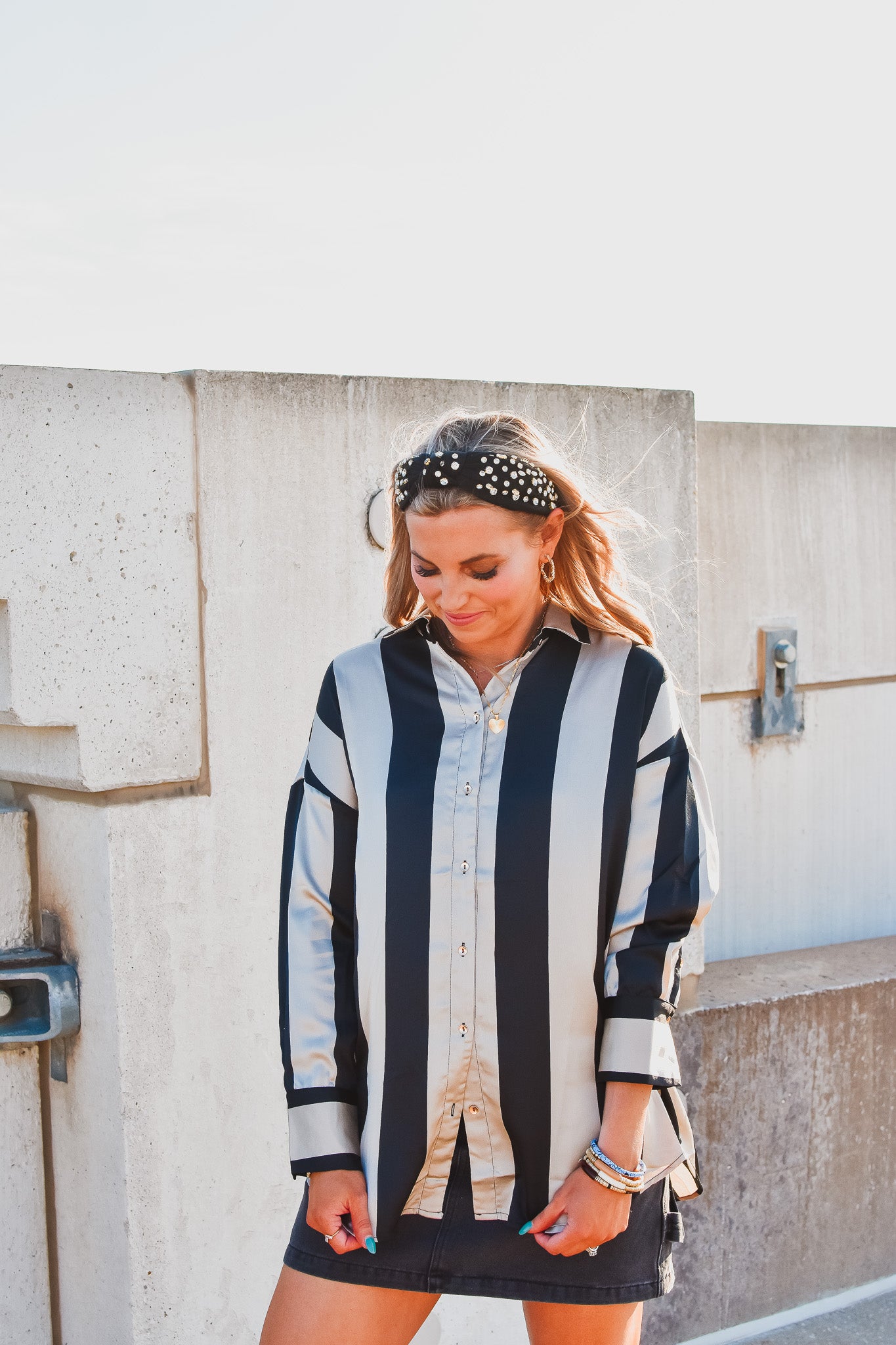 Fiona Silk Striped Button Down