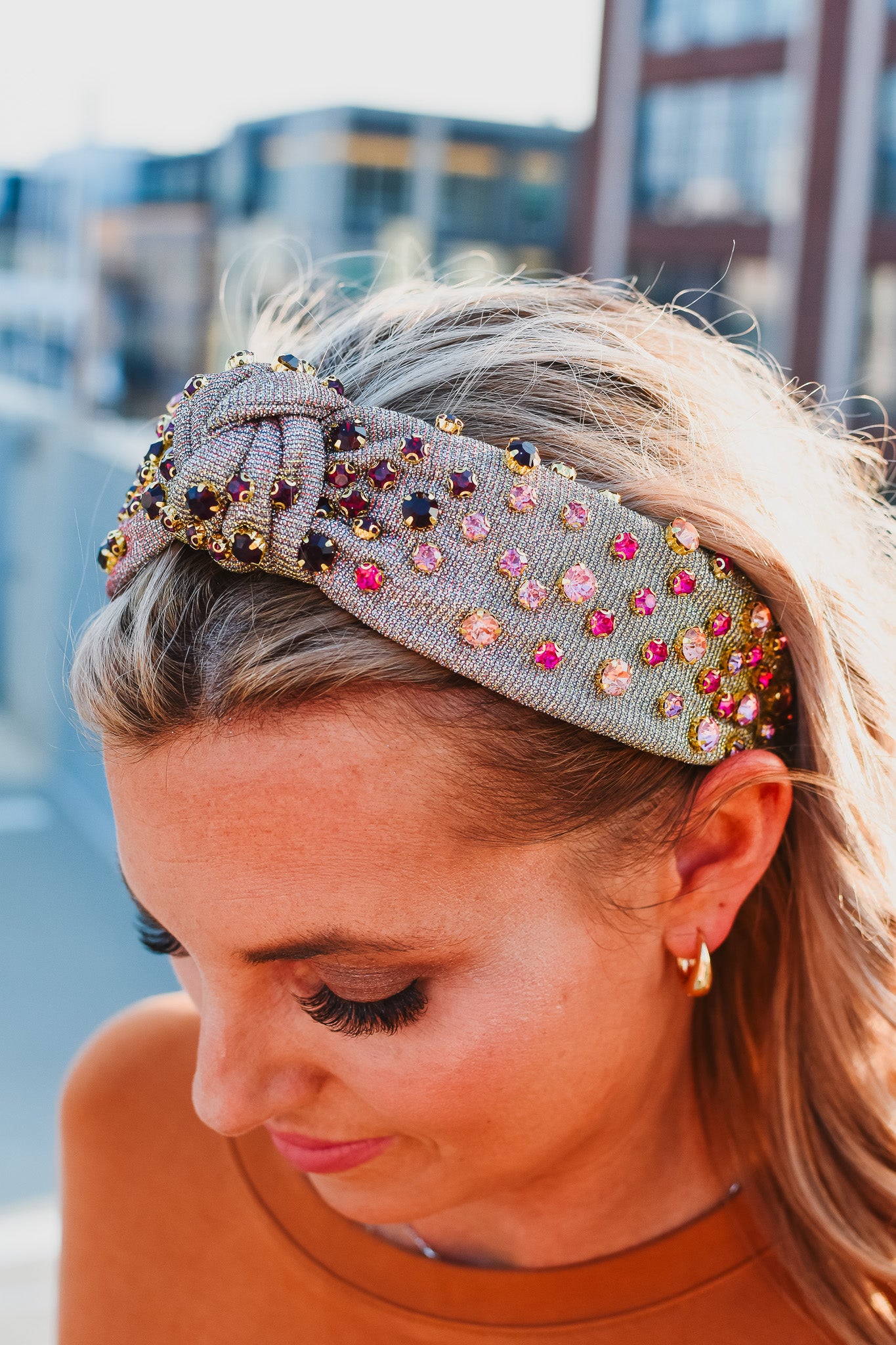 Grey Multi Colored Rhinestone Headband