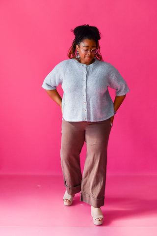 Lacie Short Sleeve Cardigan in Heather Grey