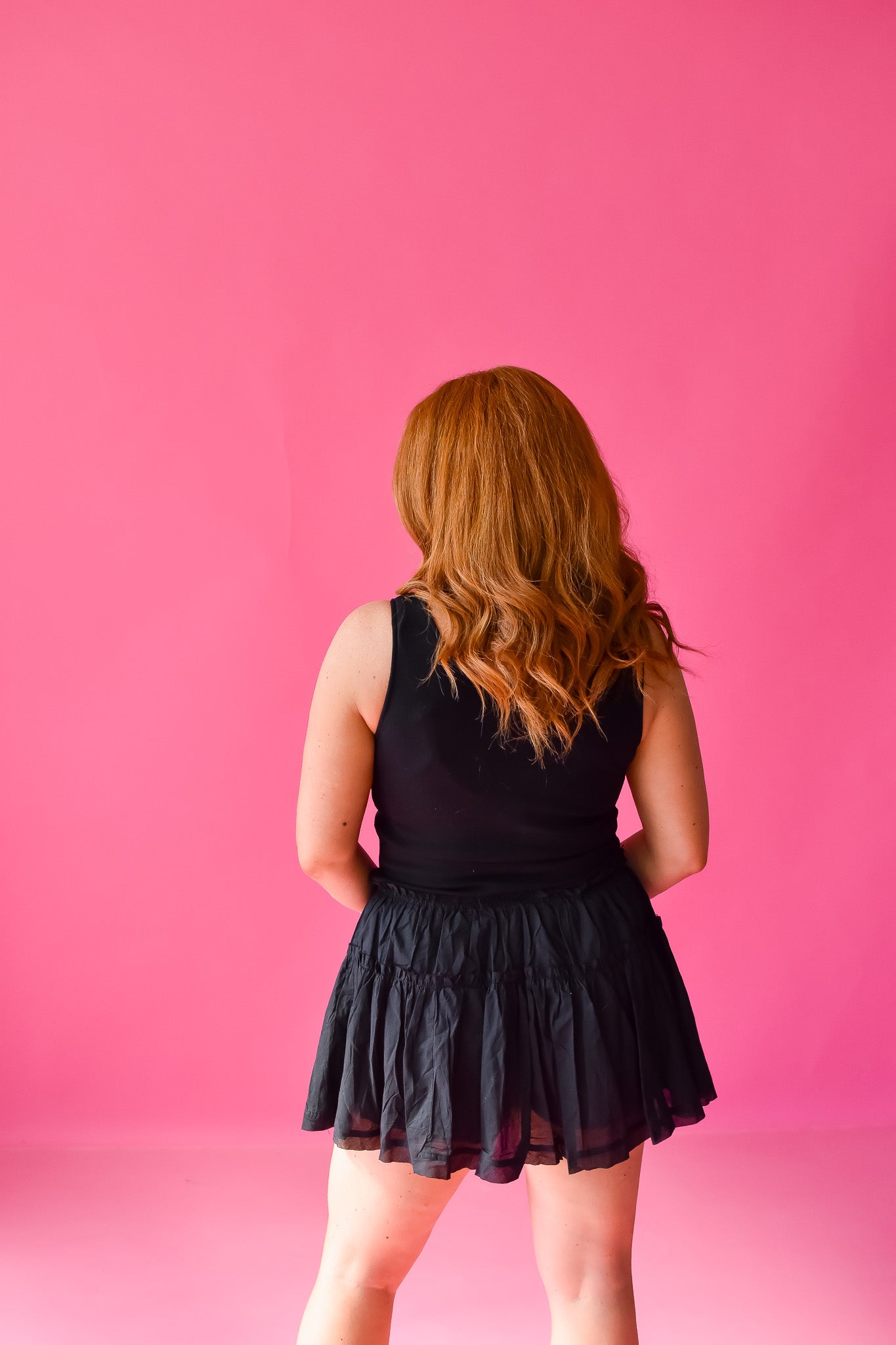 Maren Mixed Media Romper Dress - Black RESTOCK