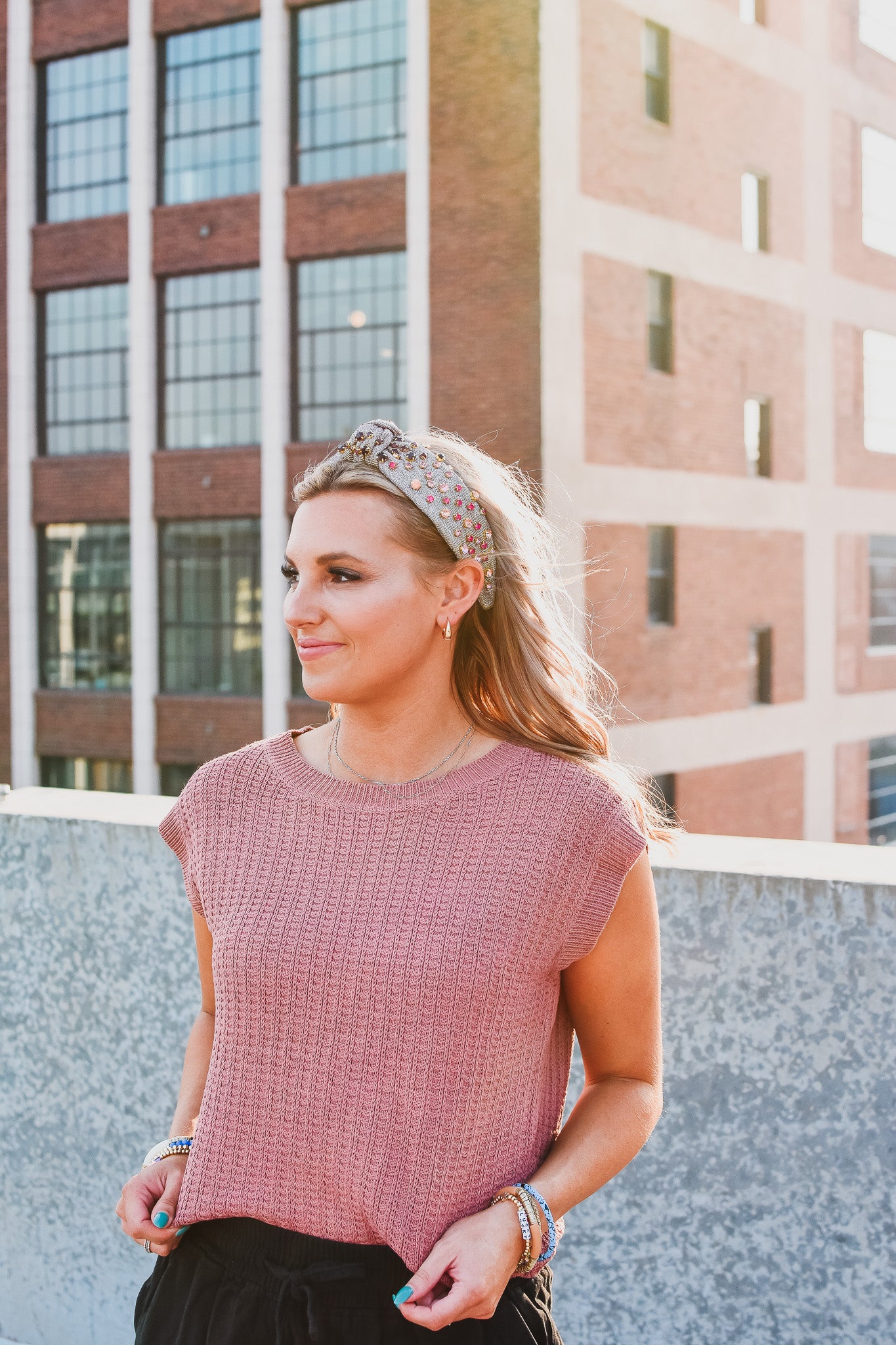Charlee Sweater Vest in Mauve
