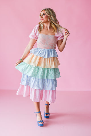 Penelope Stripe Tiered Dress