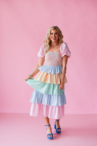 Penelope Stripe Tiered Dress