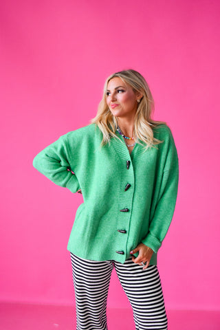 Alexa Brushed Cardigan in Green
