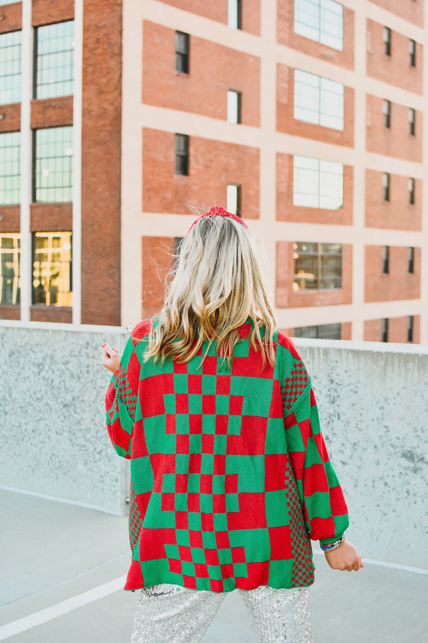 Khloe Cardigan in Christmas Checkered