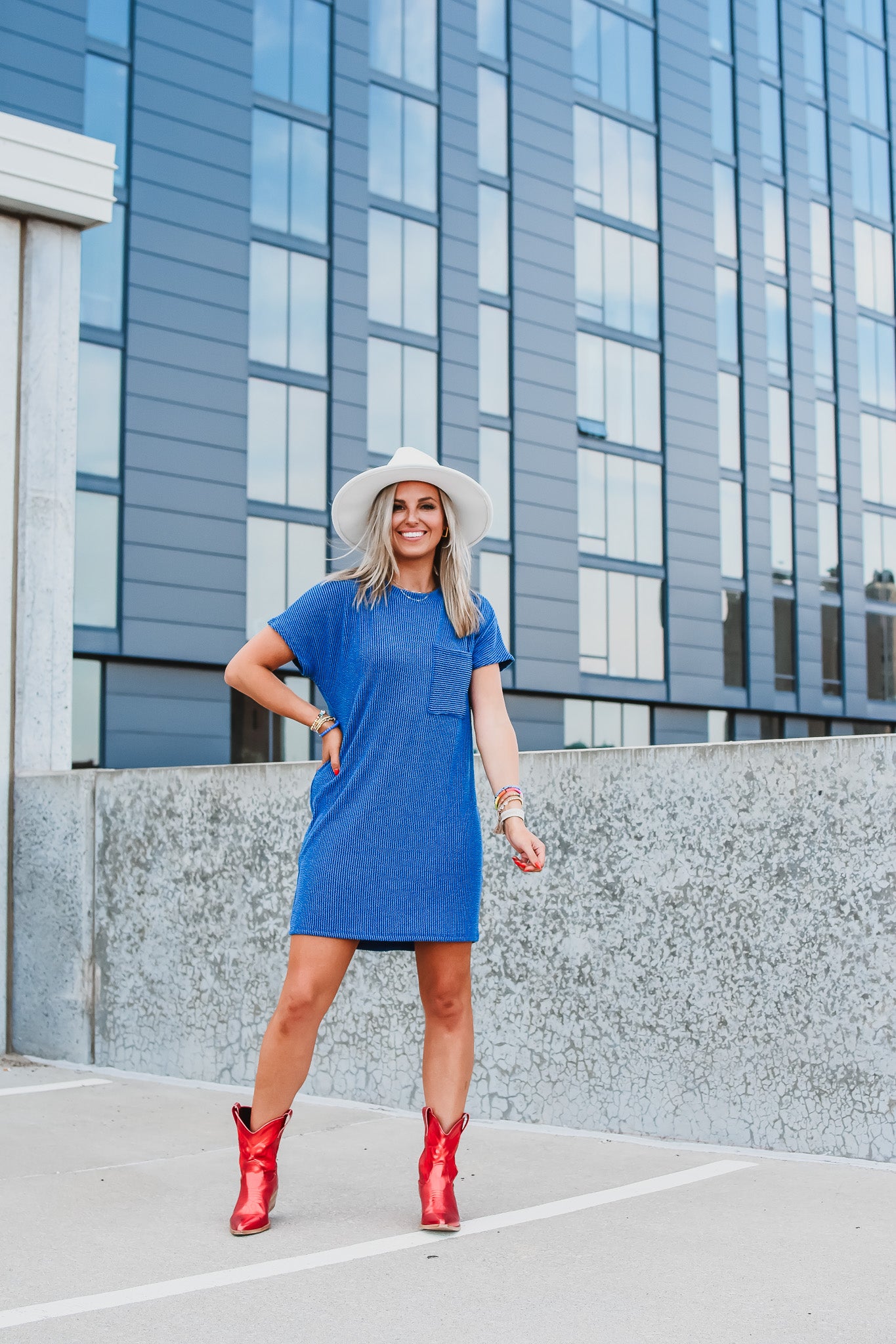 Kasie Tee Shirt Dress in Royal Blue