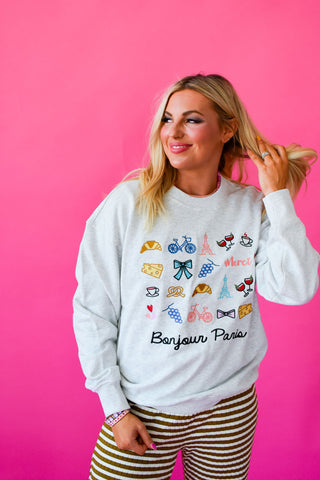 Bonjour Embroidered Sweashirt