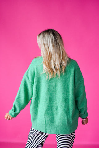 Alexa Brushed Cardigan in Green