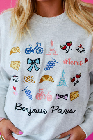 Bonjour Embroidered Sweashirt