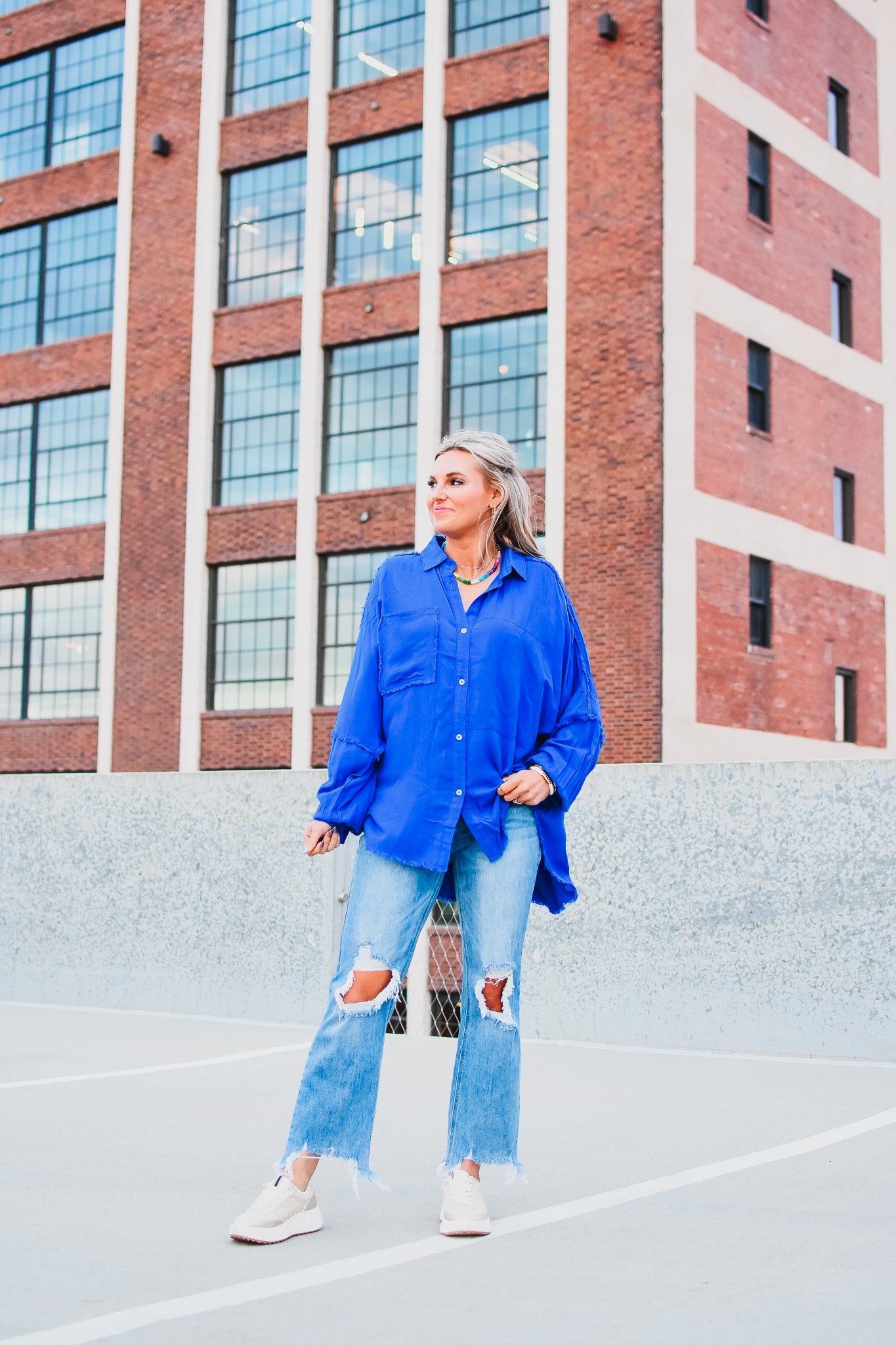 Delilah Button Down Shirt in Cobalt