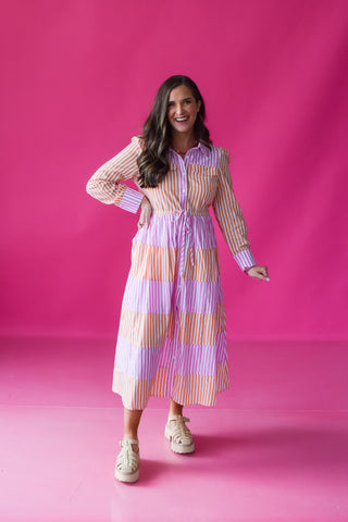 Lisbeth Striped Midi Dress