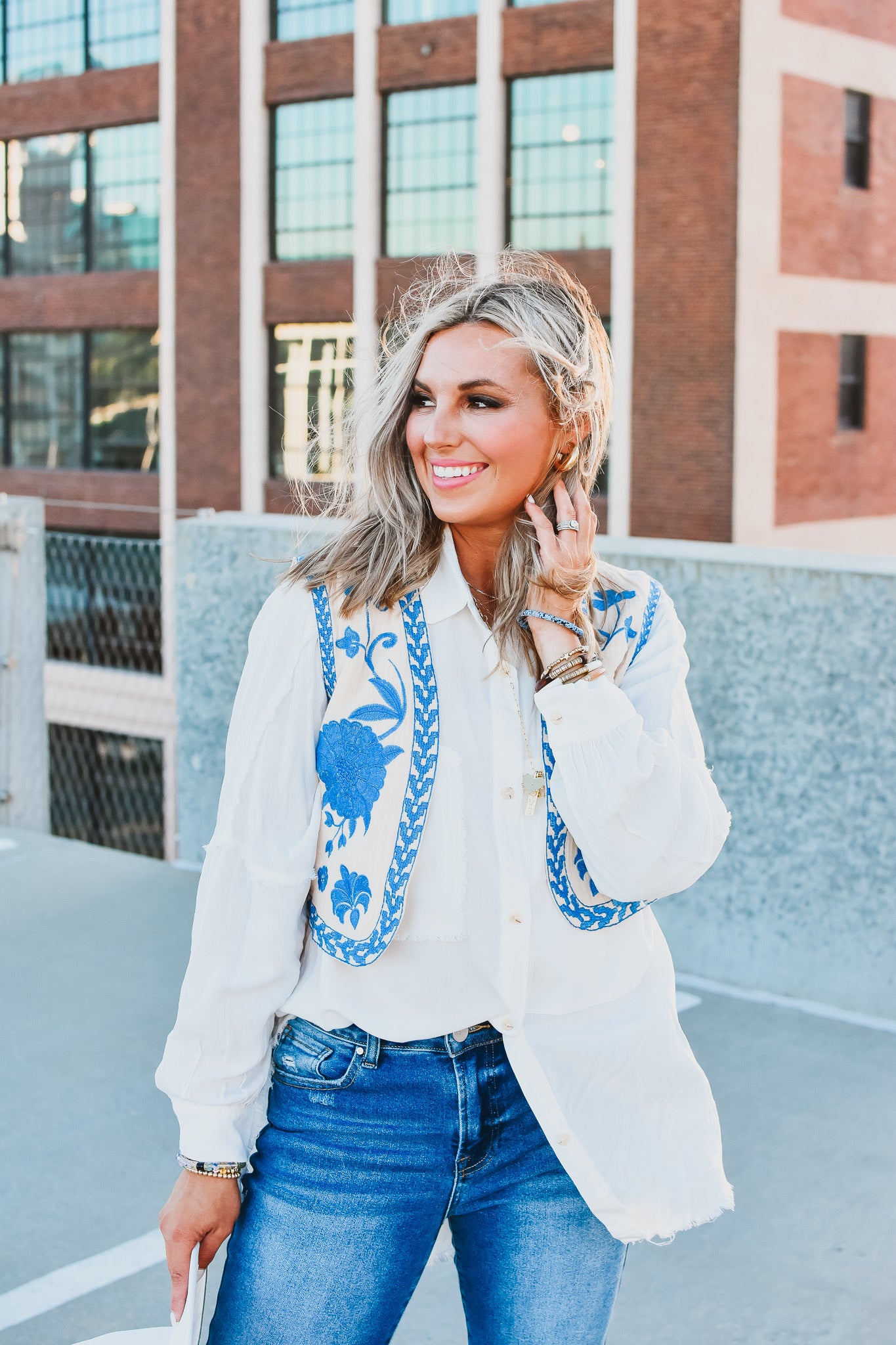 Delilah Button Down Shirt in Ivory
