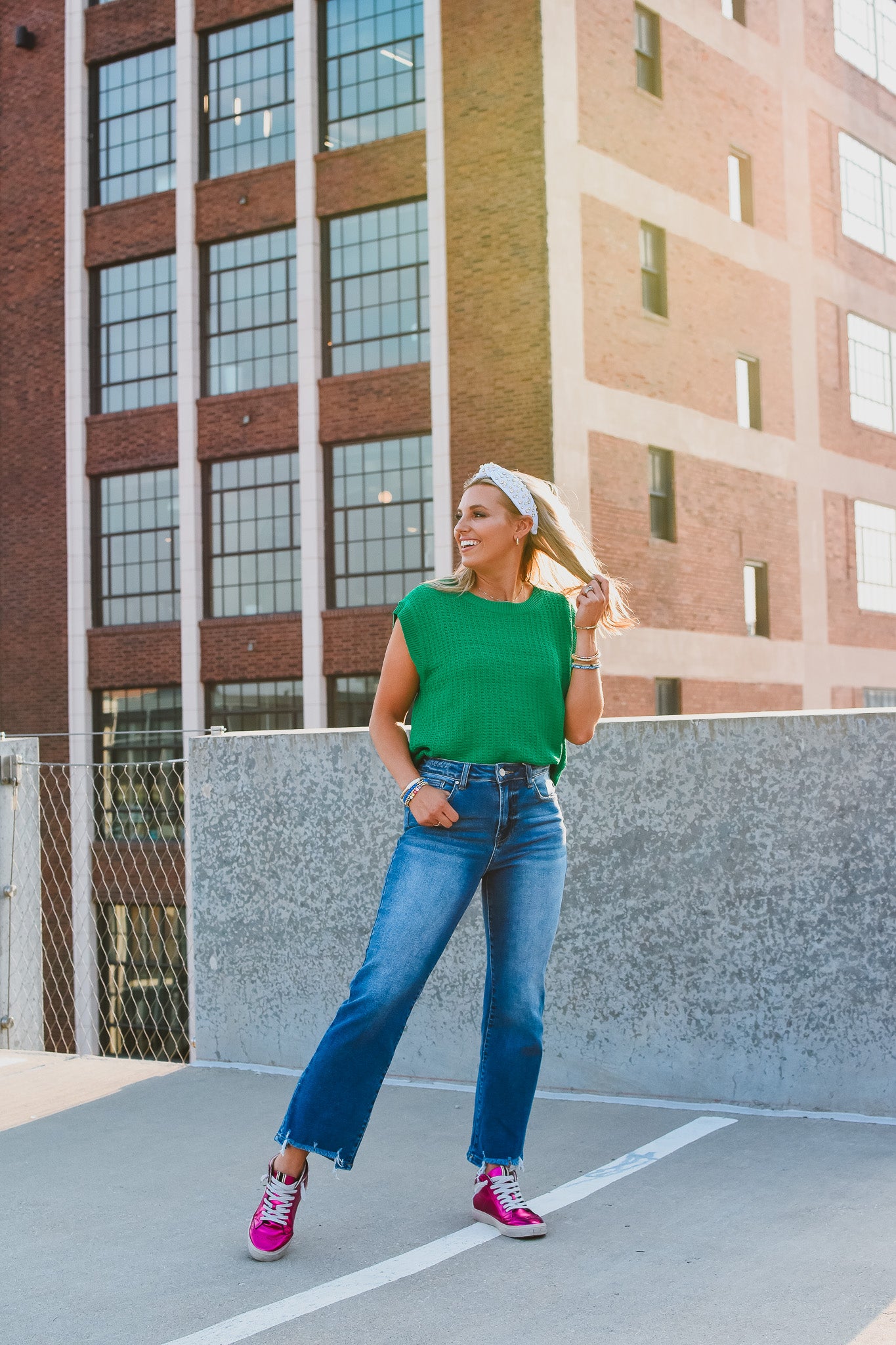 Charlee Sweater Vest in Kelly Green