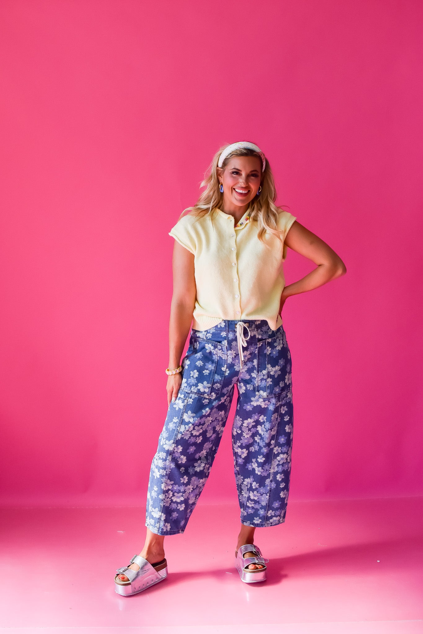 Candace Floral Barrel Jeans