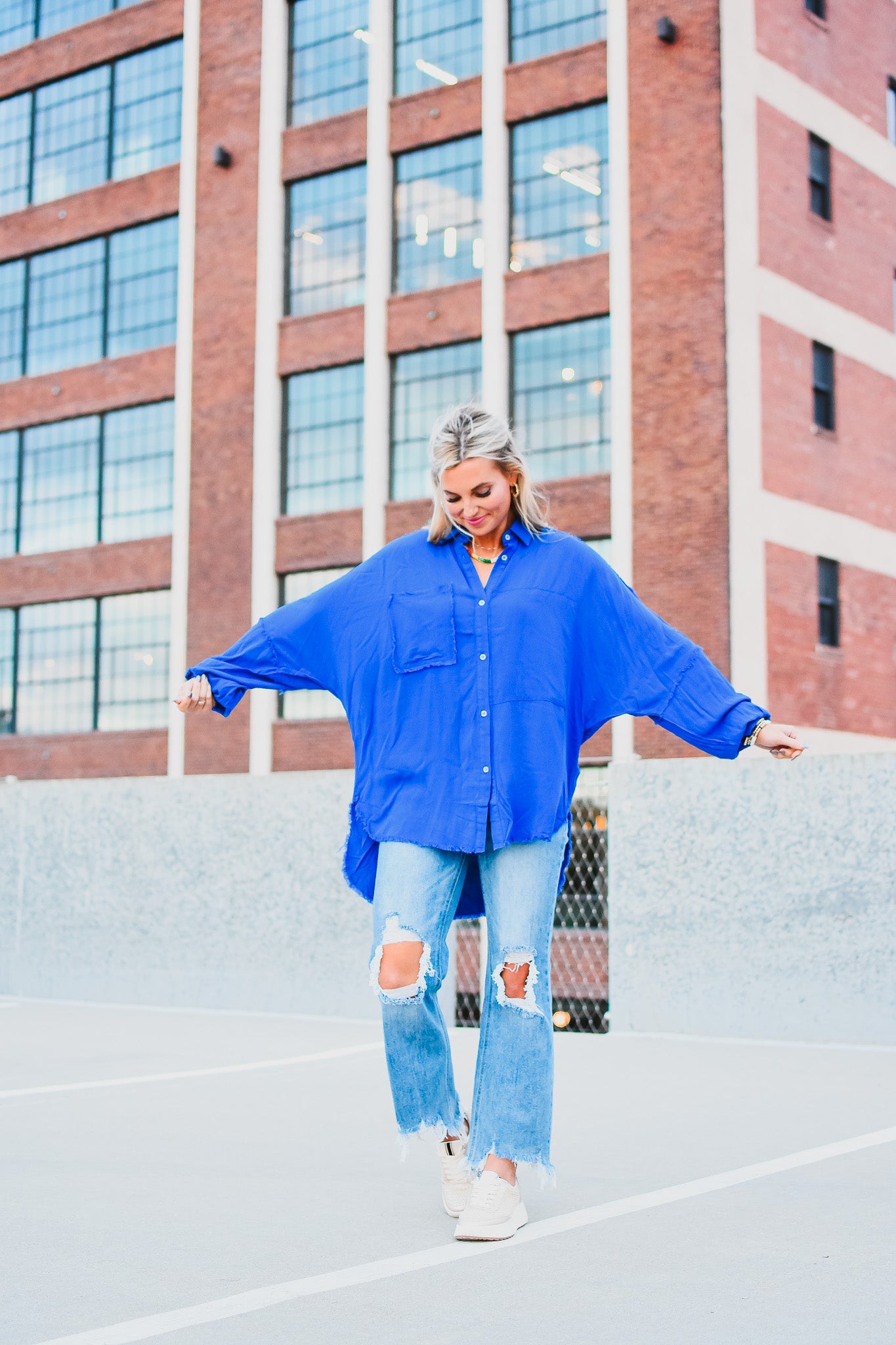 Delilah Button Down Shirt in Cobalt