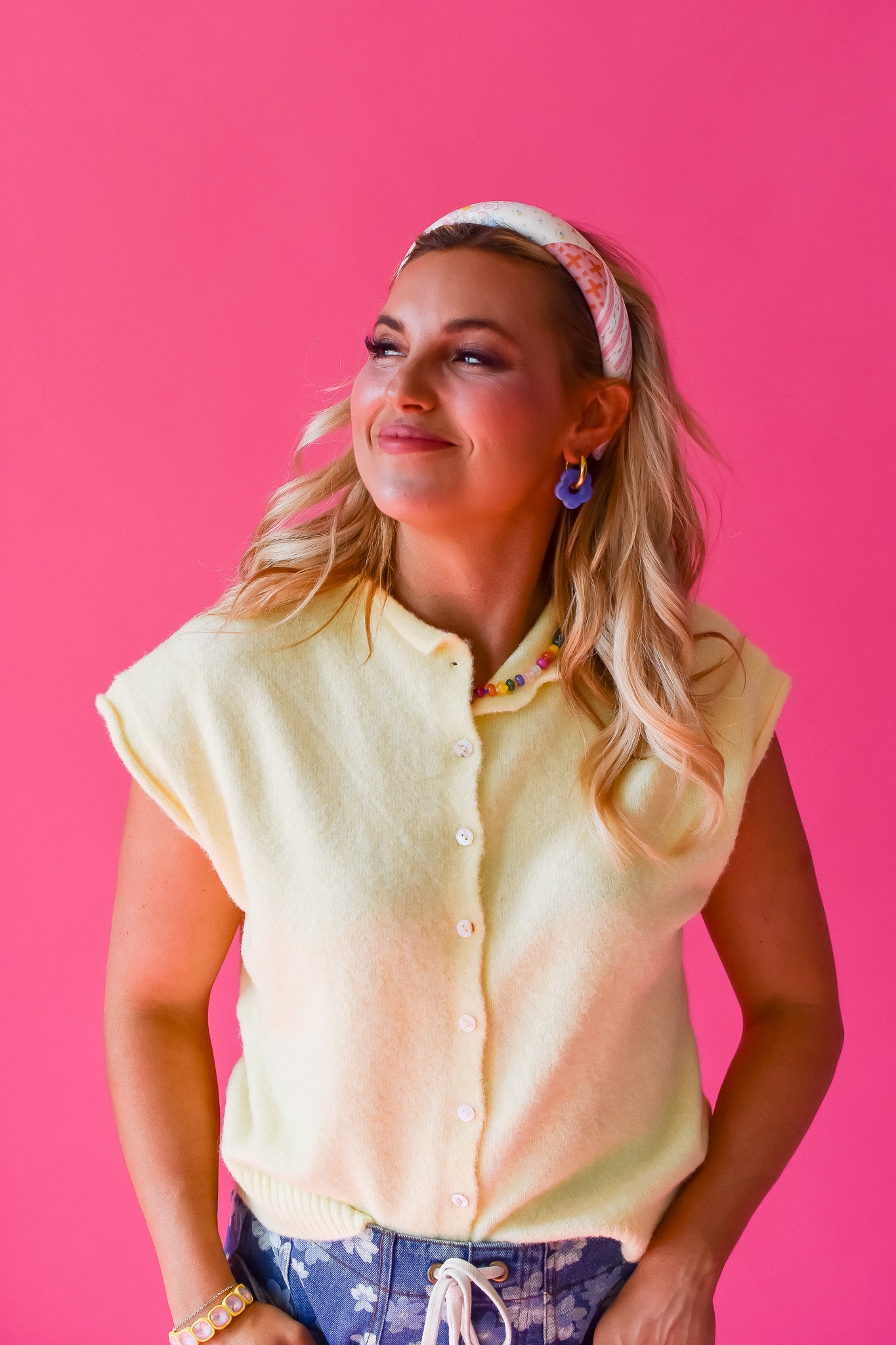 Sleeveless Piper Cardigan in Butter