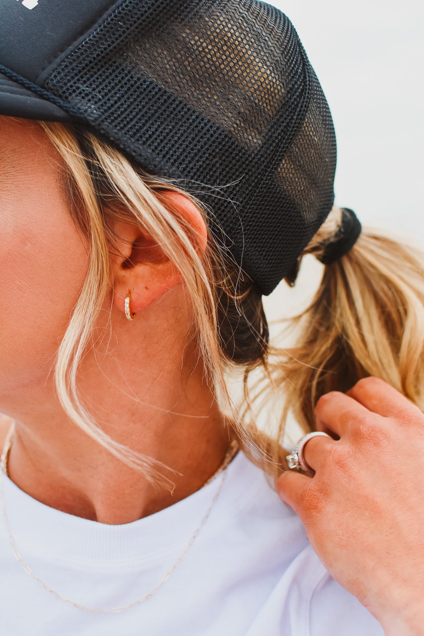 Mini Pave Huggie Earrings