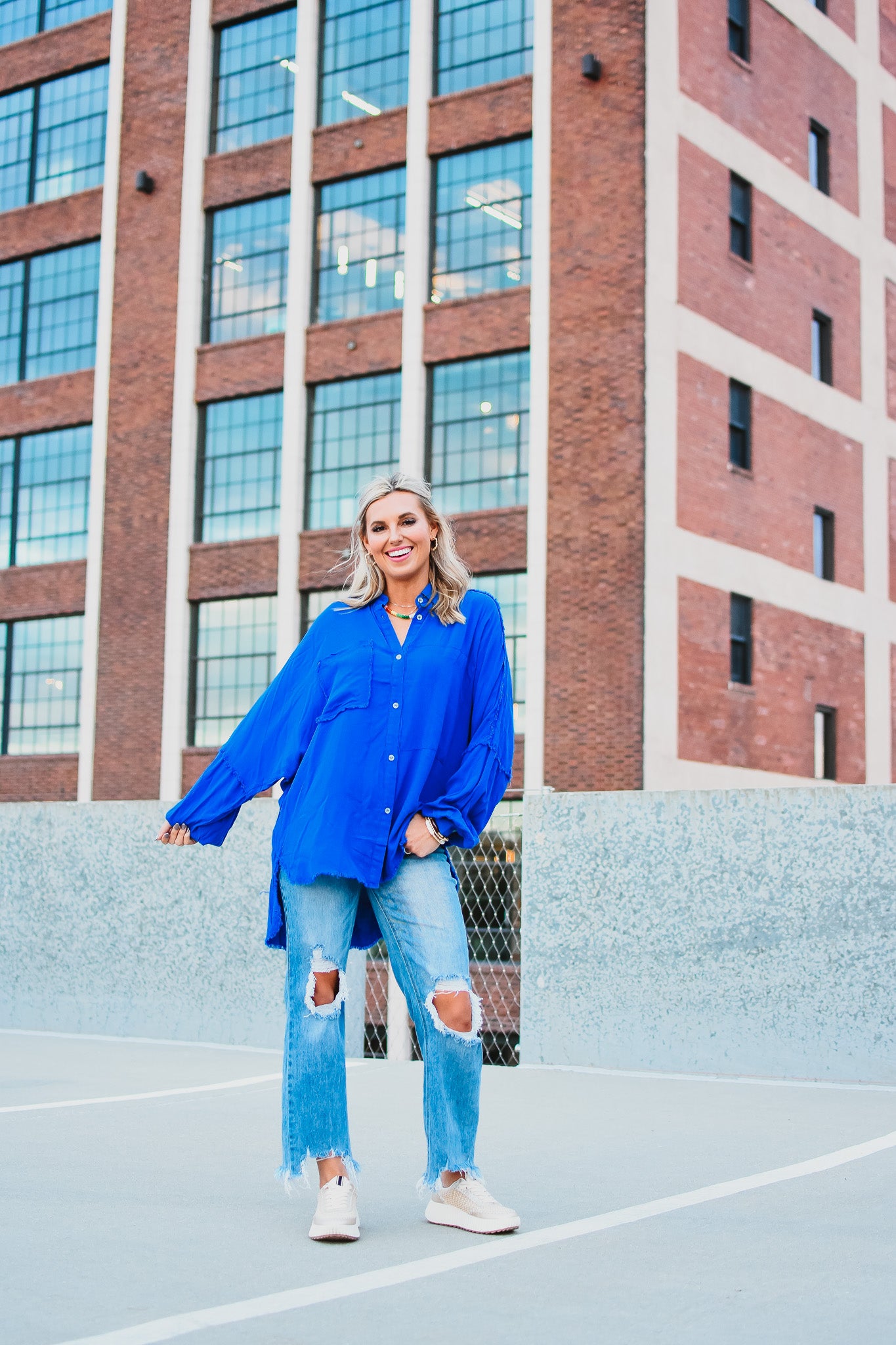 Delilah Button Down Shirt in Cobalt