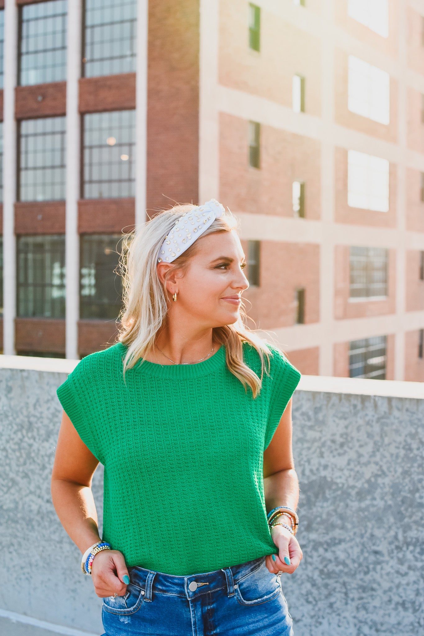 Charlee Sweater Vest in Kelly Green