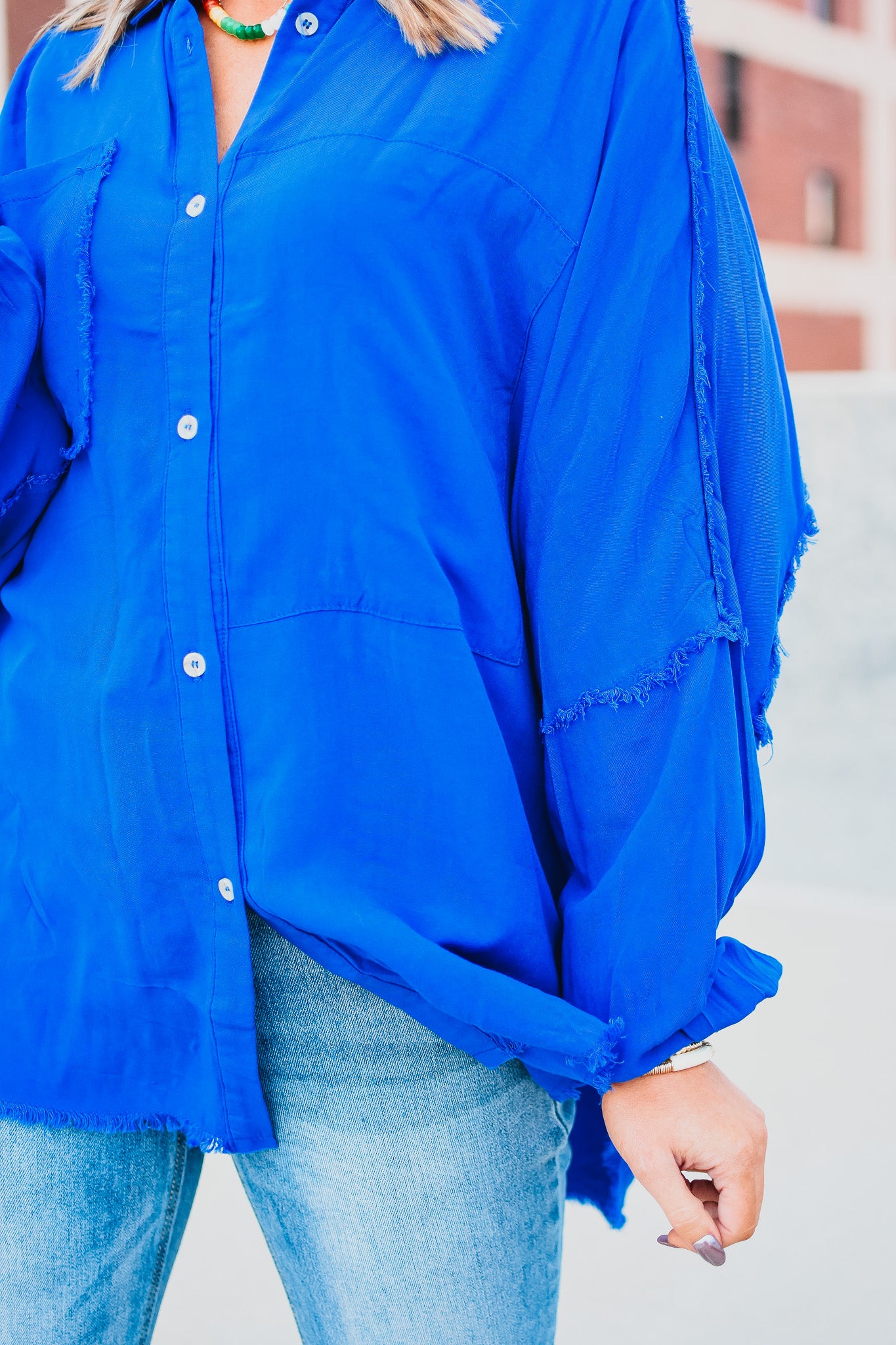 Delilah Button Down Shirt in Cobalt