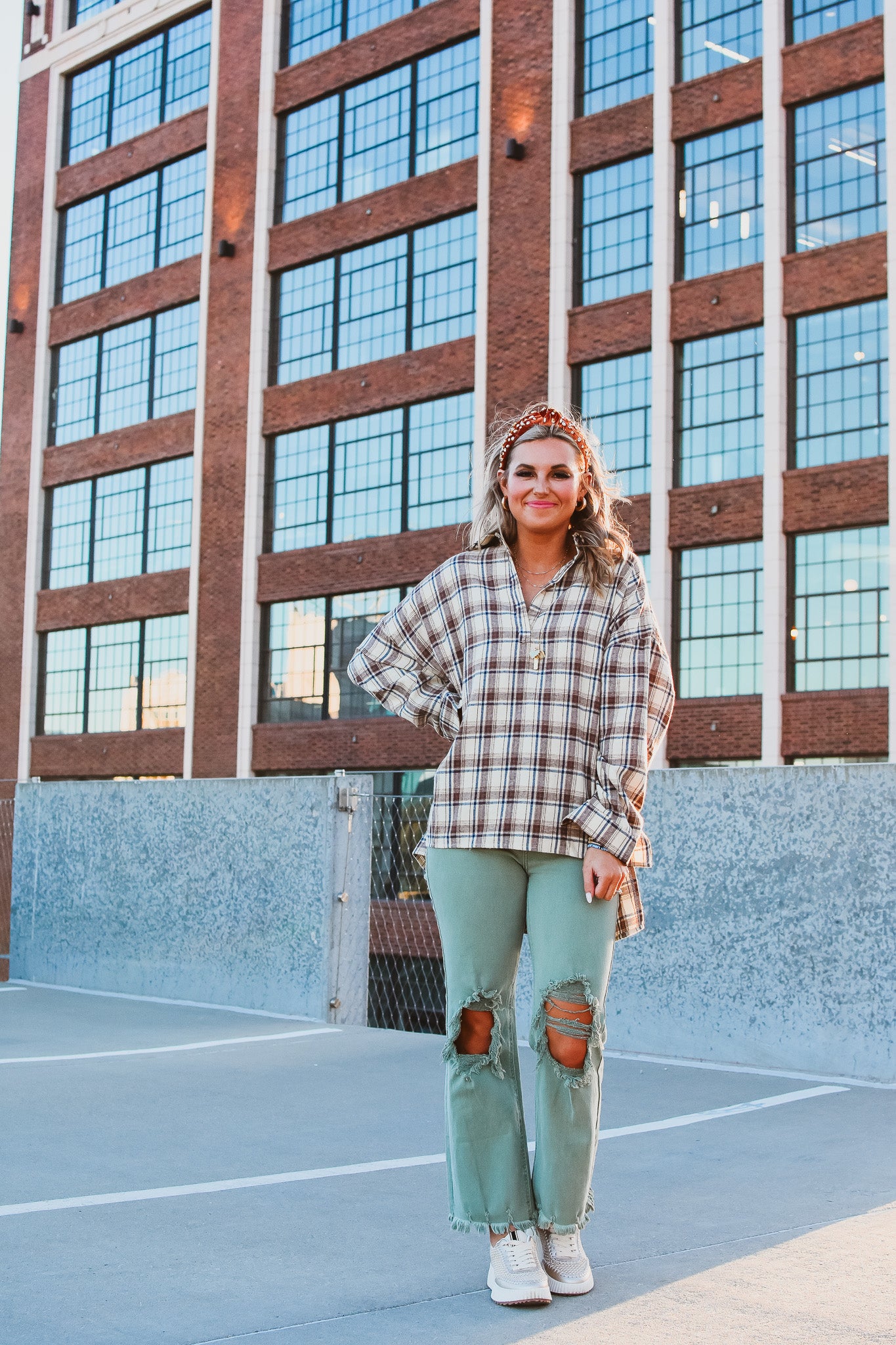 Tamara Plaid Tunic in Tan