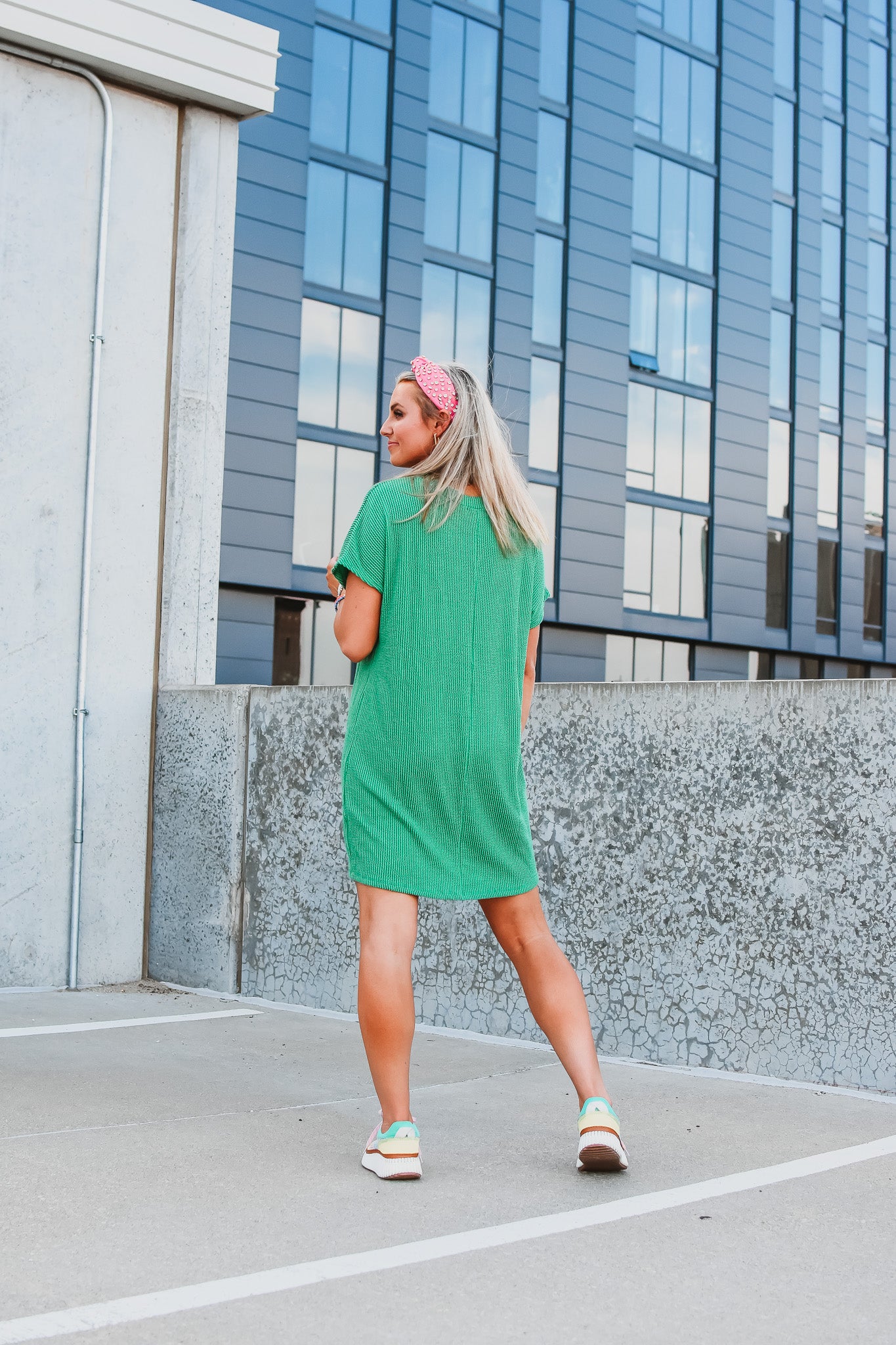 Kasie Tee Shirt Dress in Kelly Green