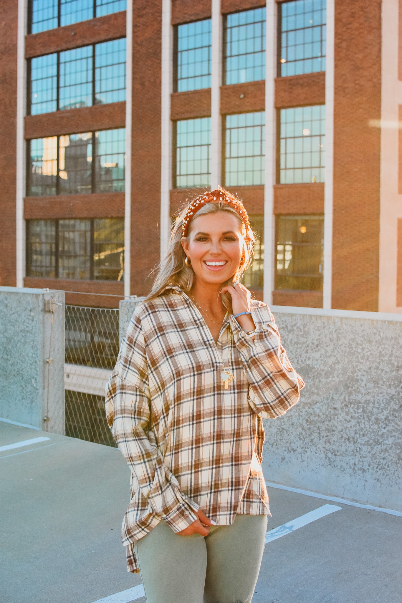 Tamara Plaid Tunic in Tan