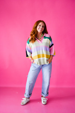 Kelsie Multi Colored Stripe Sweater