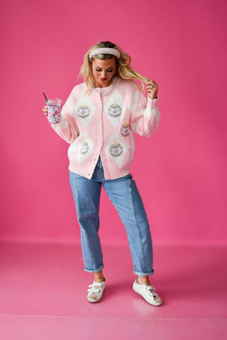 Pink Ornament Cardigan