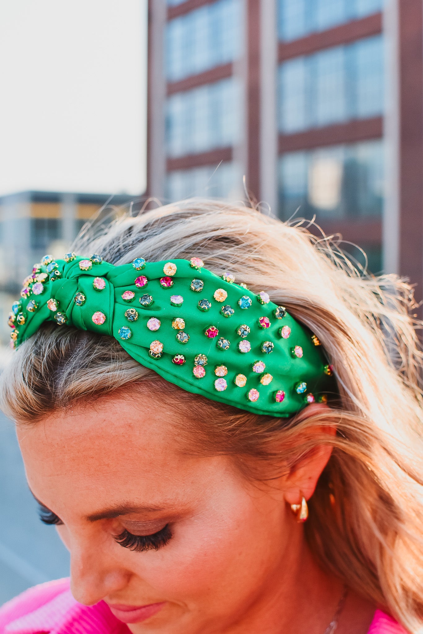 Green Multi Colored Rhinestone Headband