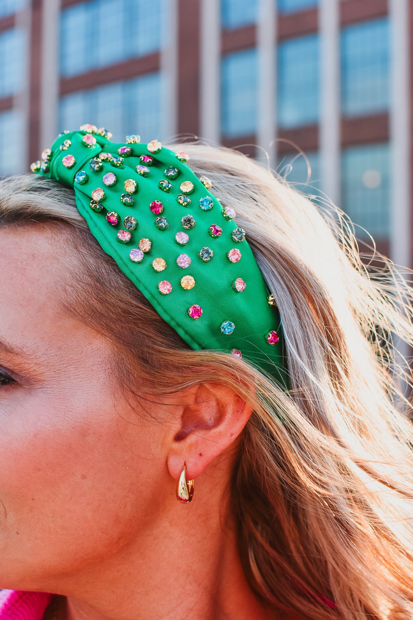 Green Multi Colored Rhinestone Headband