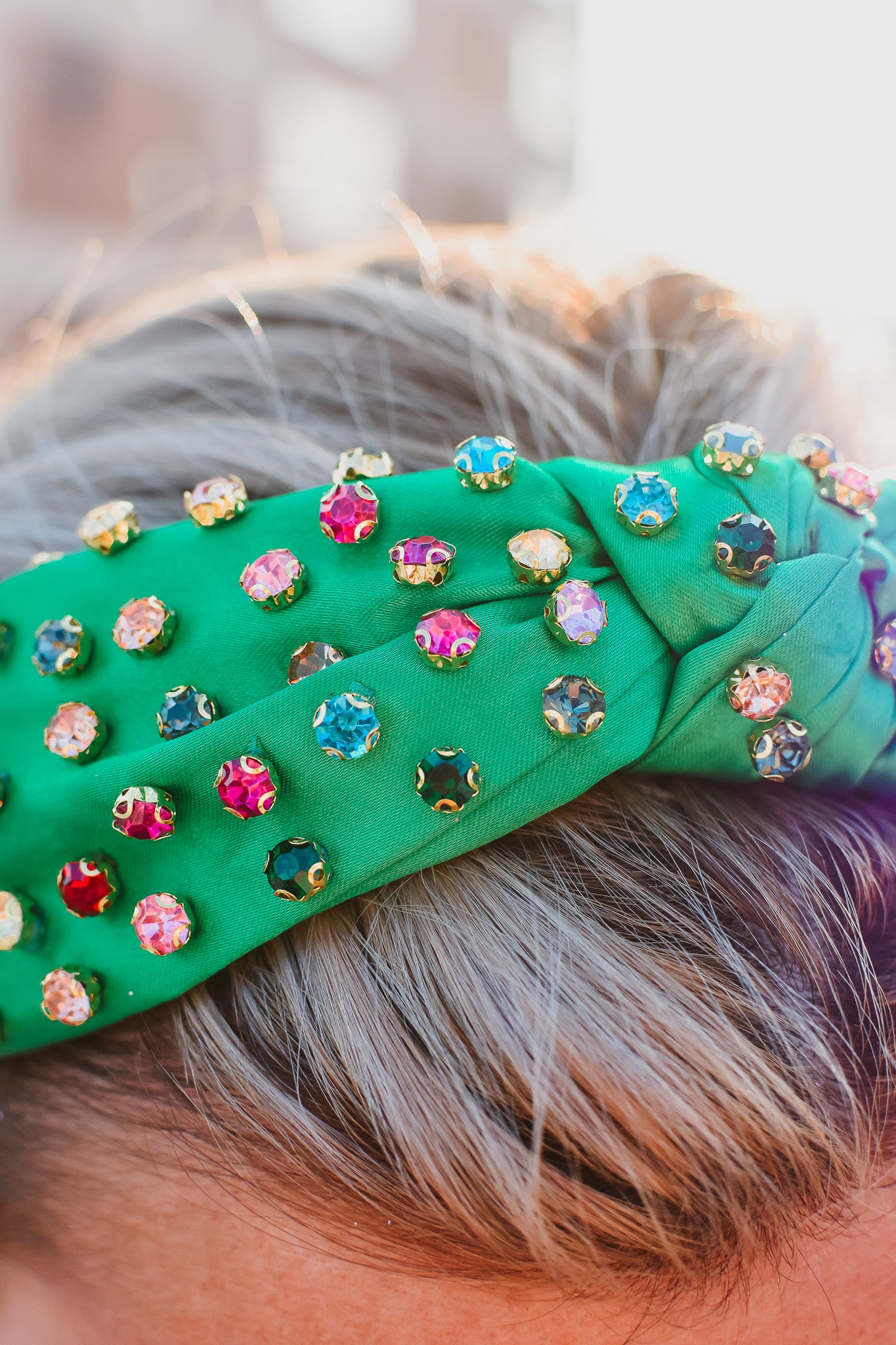 Green Multi Colored Rhinestone Headband