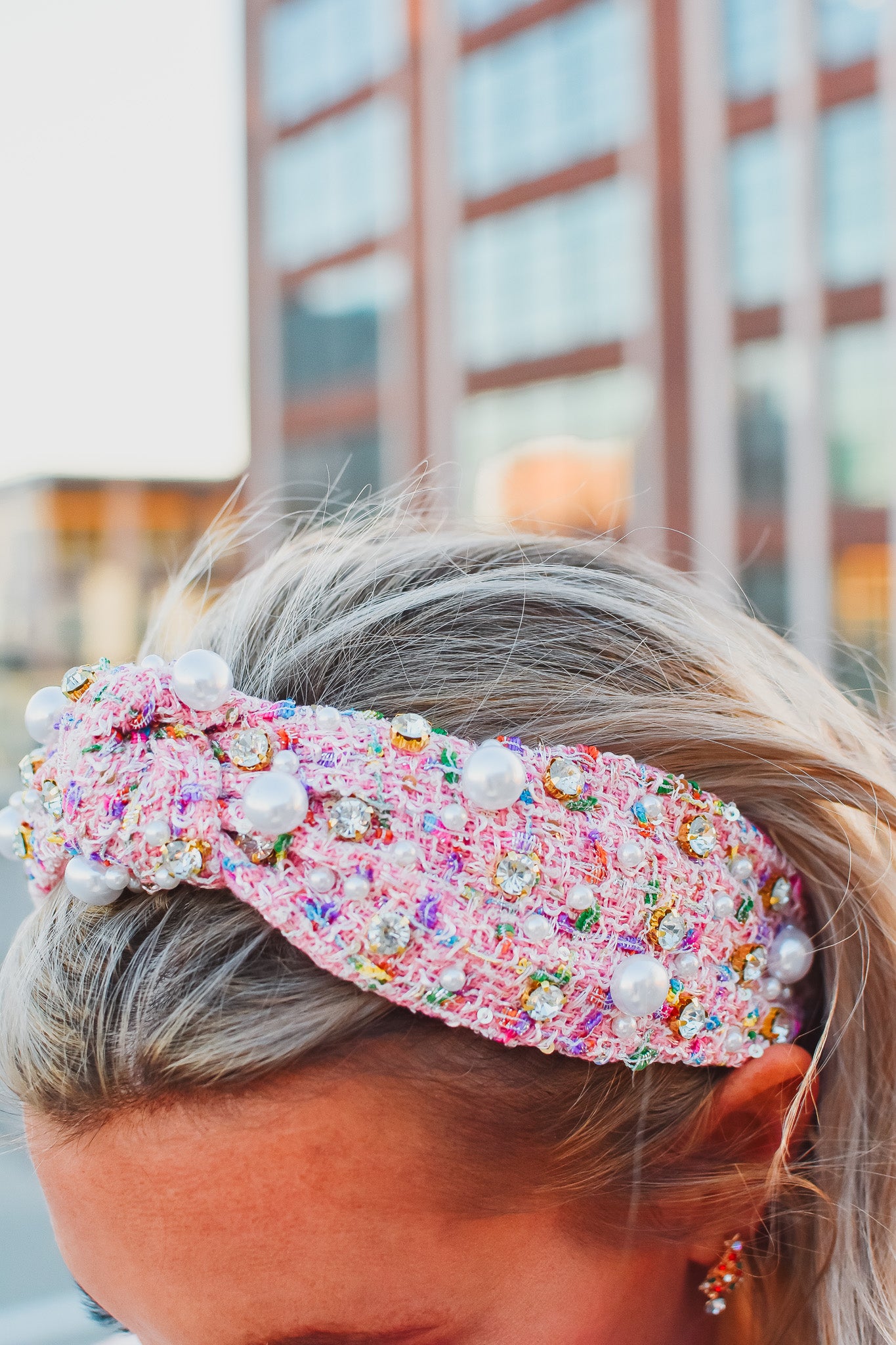 Pink Tweed Headband - RESTOCK