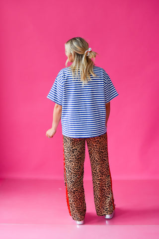 Whitley Stripe Boyfriend Tee in Blue