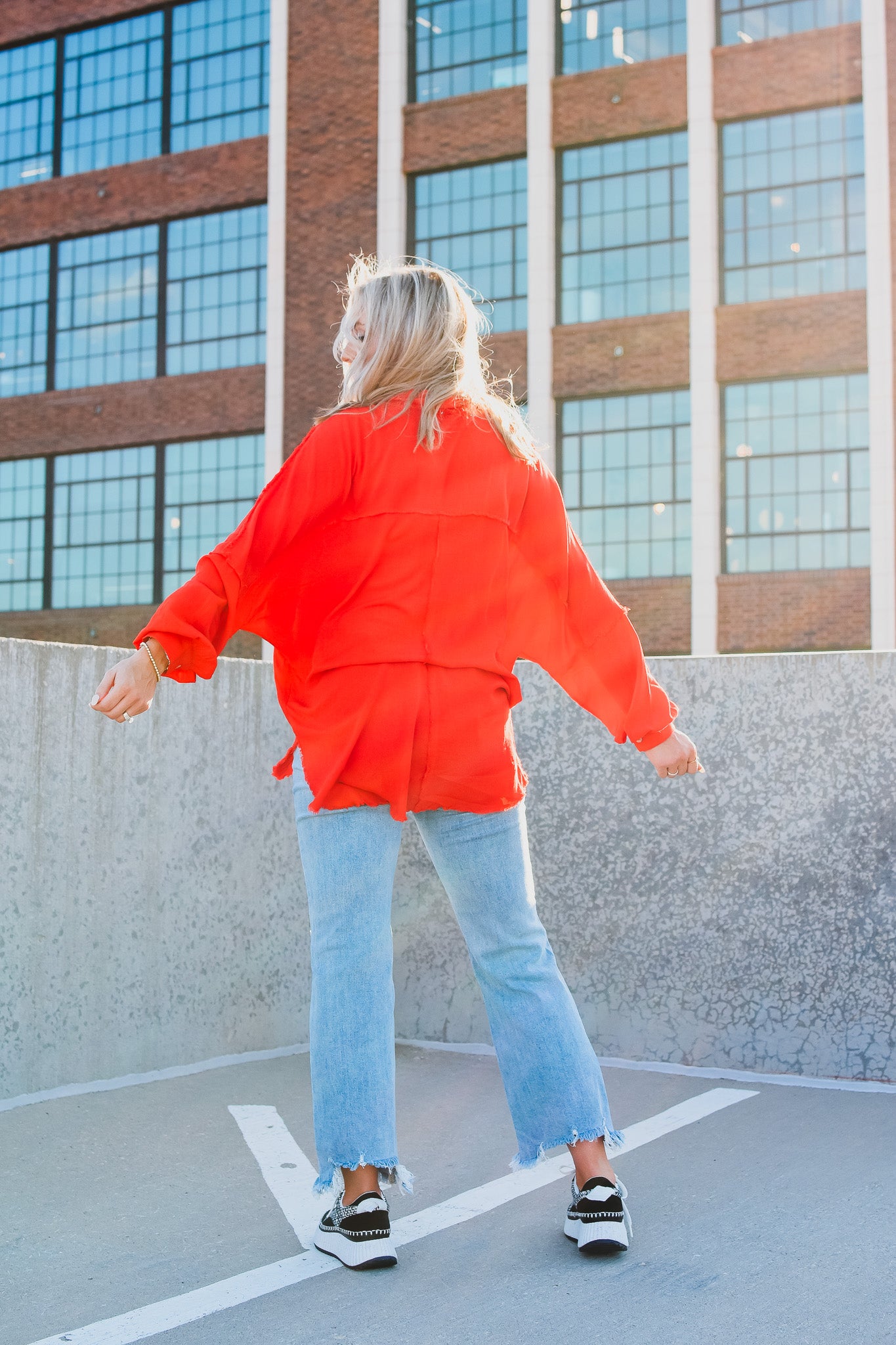 Delilah Button Down Shirt in Red - RESTOCK