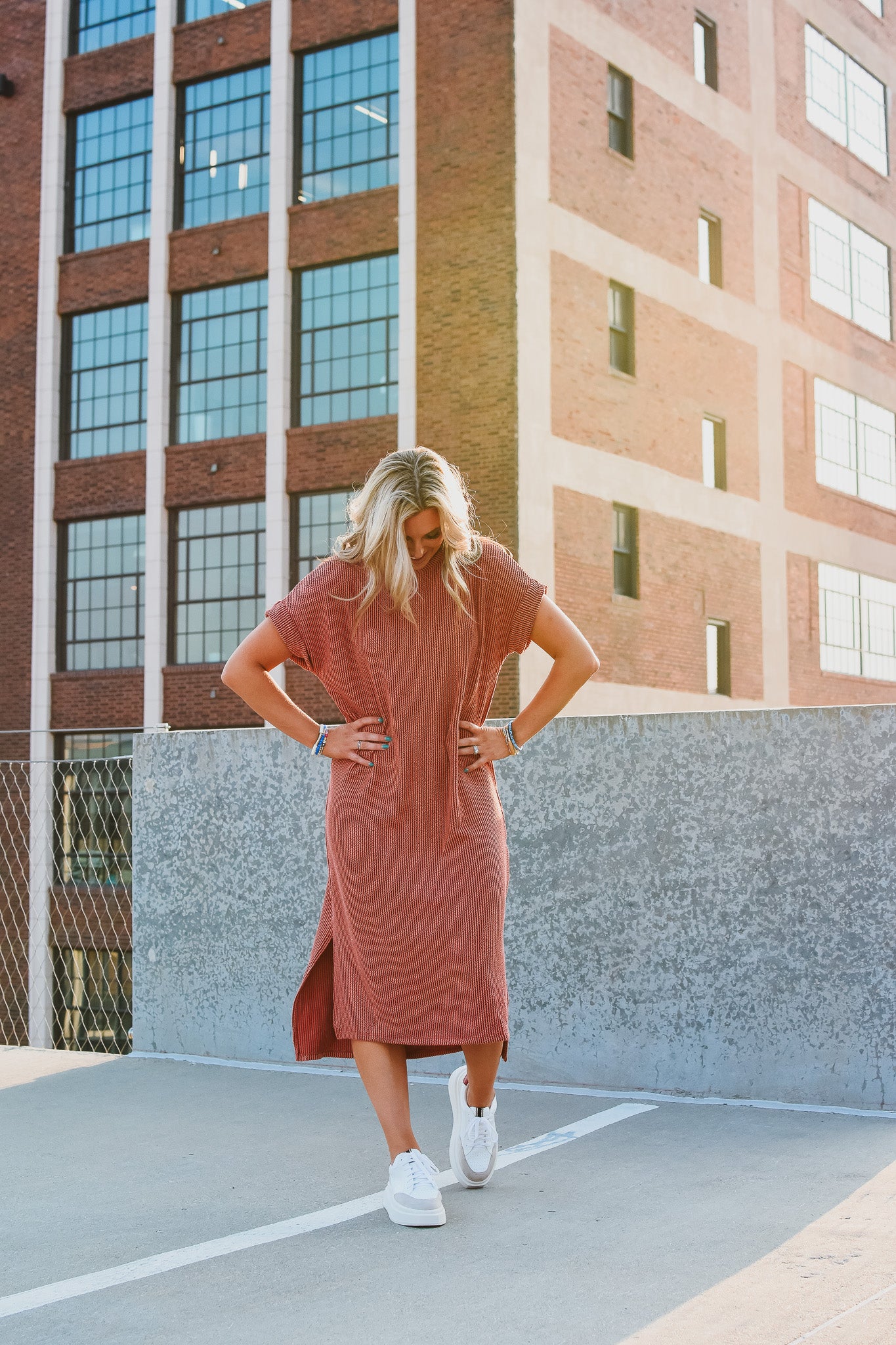 Kasie Maxi Tee Shirt Dress in Rust