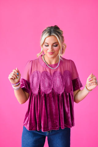 Daphne Velvet Babydoll Top