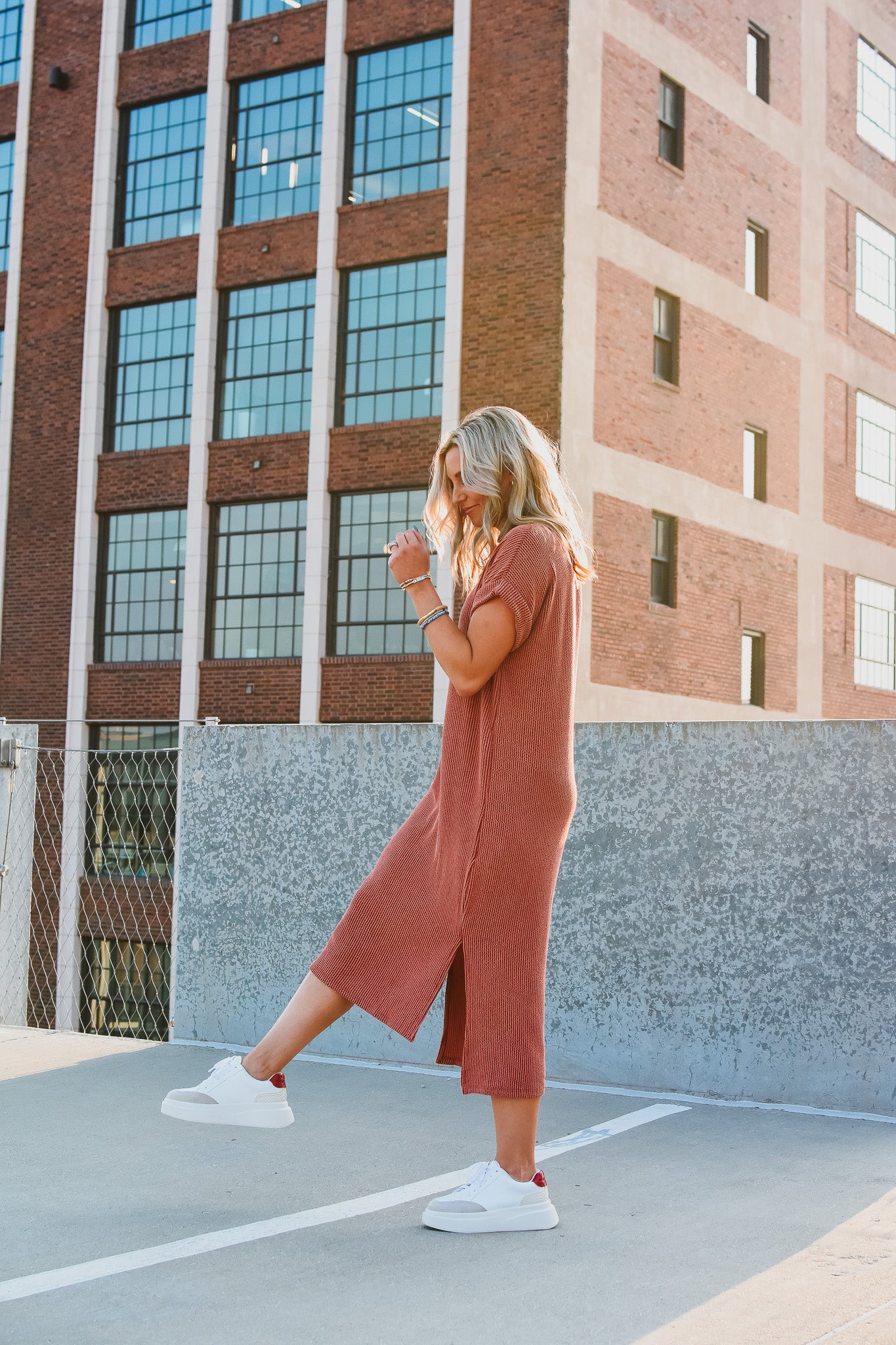 Kasie Maxi Tee Shirt Dress in Rust