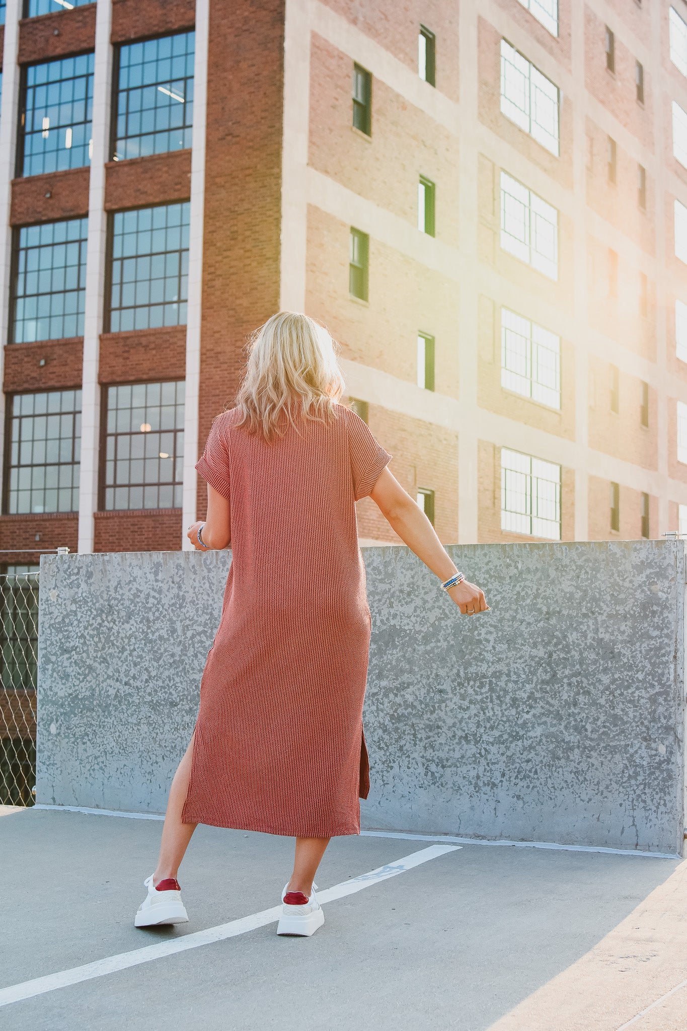 Kasie Maxi Tee Shirt Dress in Rust