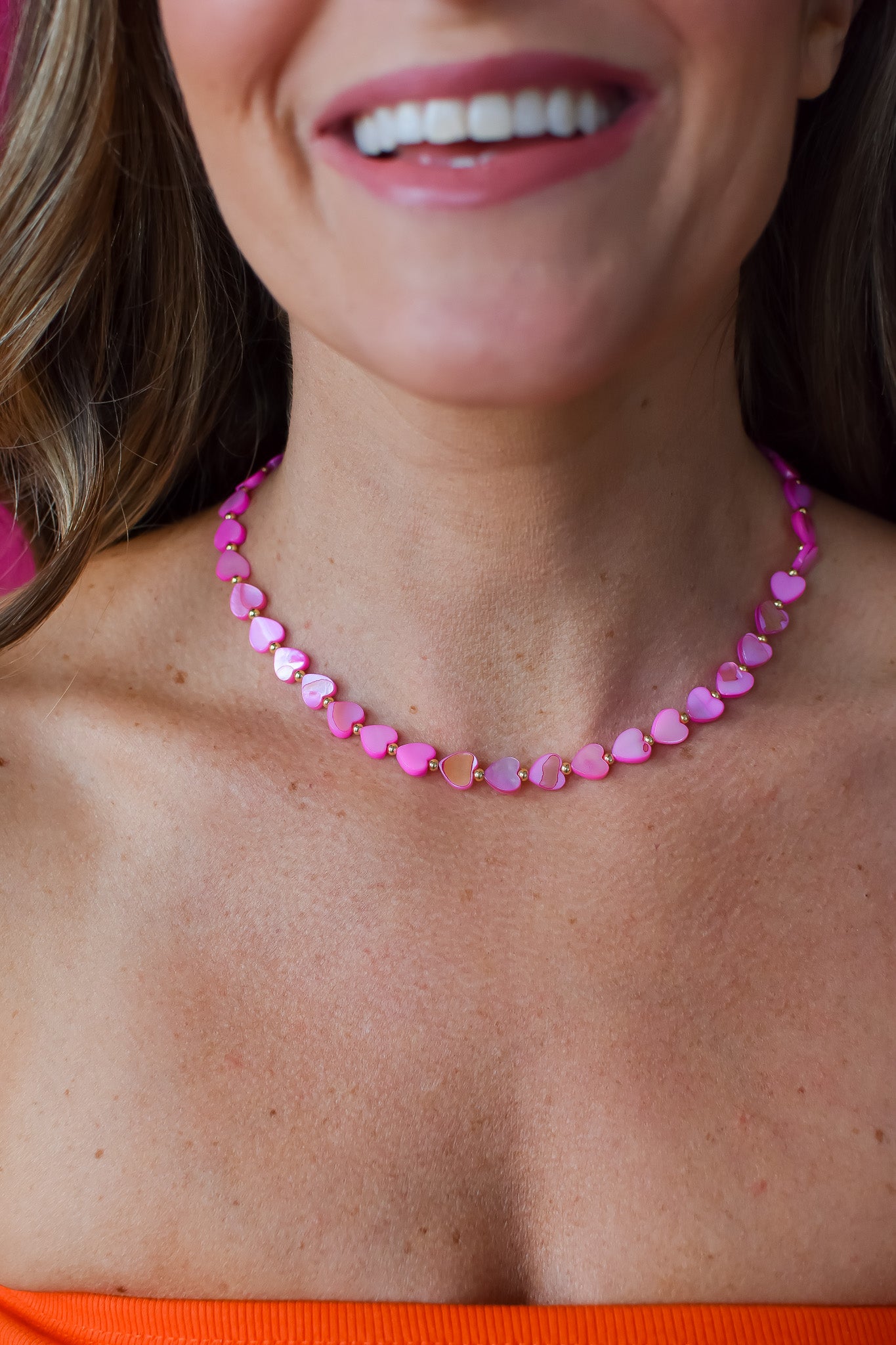 Happy Pink Hearts Necklace - RESTOCK