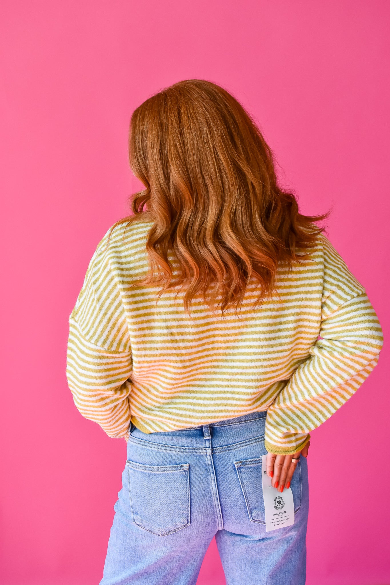 Piper Cardigan - Chartreuse Mini Stripe RESTOCK