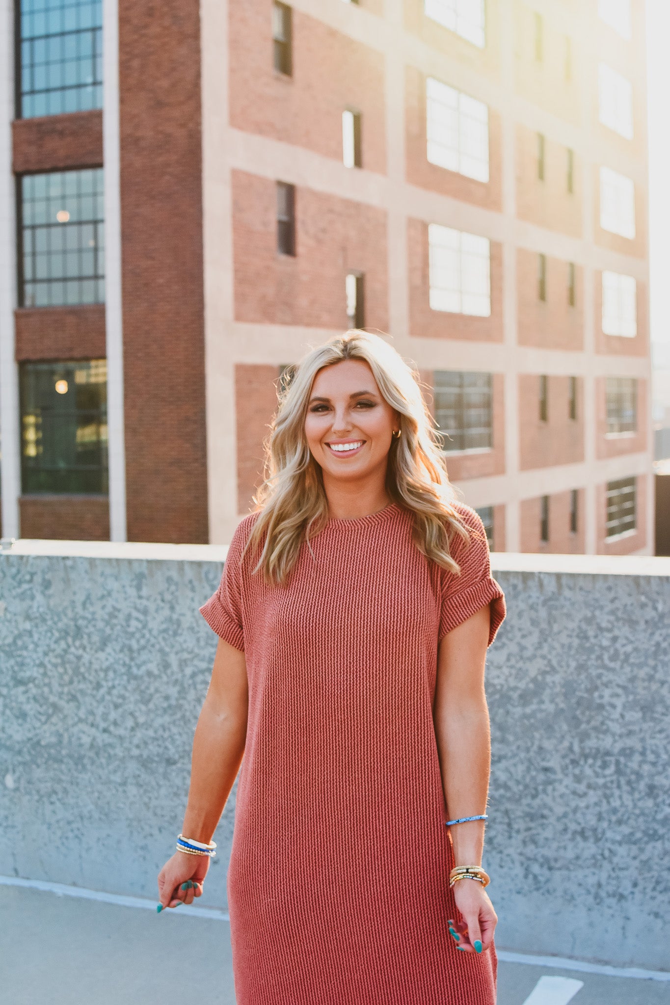 Kasie Maxi Tee Shirt Dress in Rust