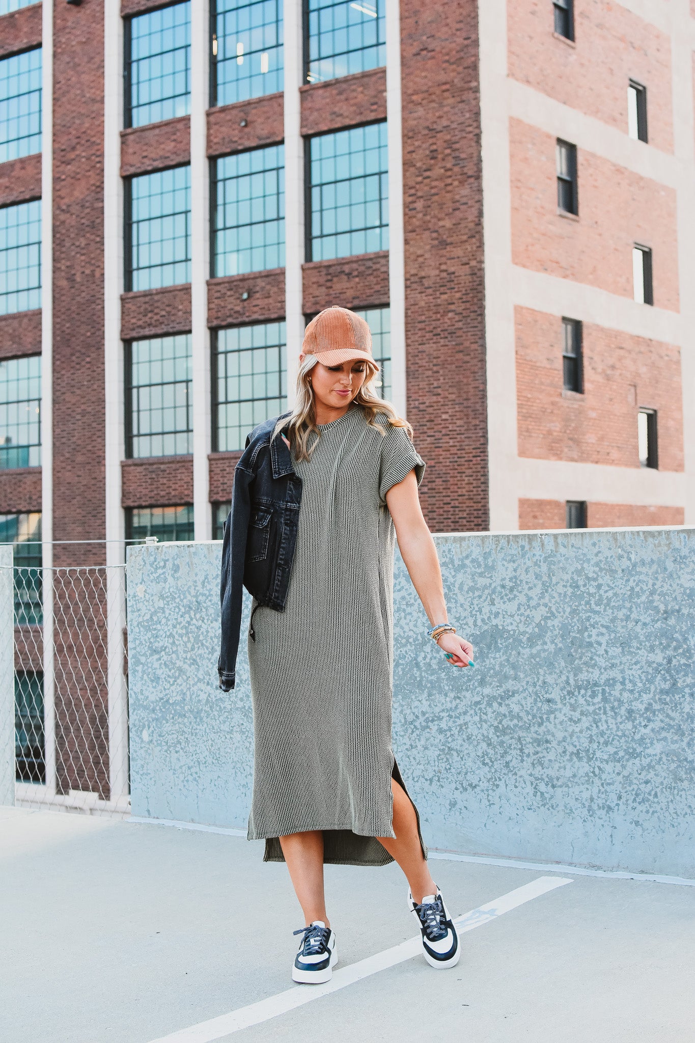 Kasie Maxi Tee Shirt Dress in Olive