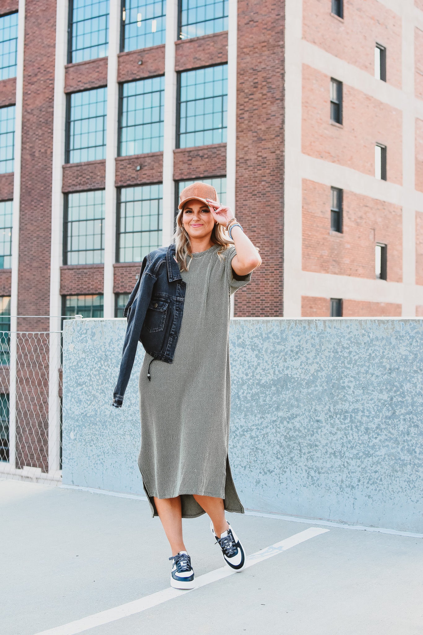 Kasie Maxi Tee Shirt Dress in Olive